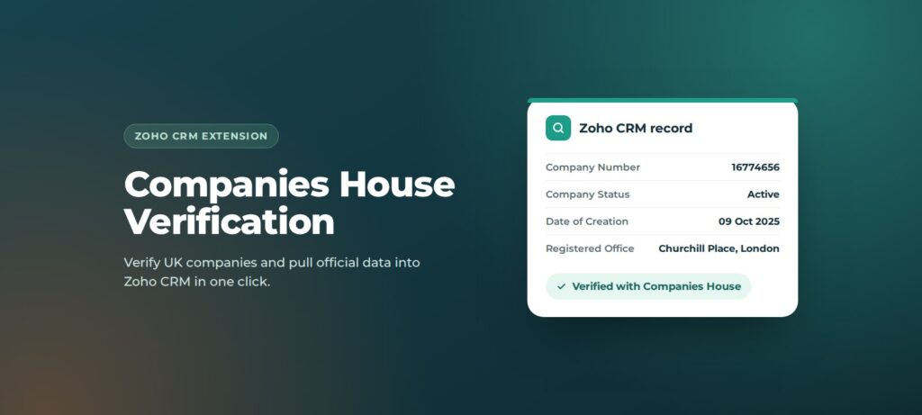 Companies House Verification extension for Zoho CRM