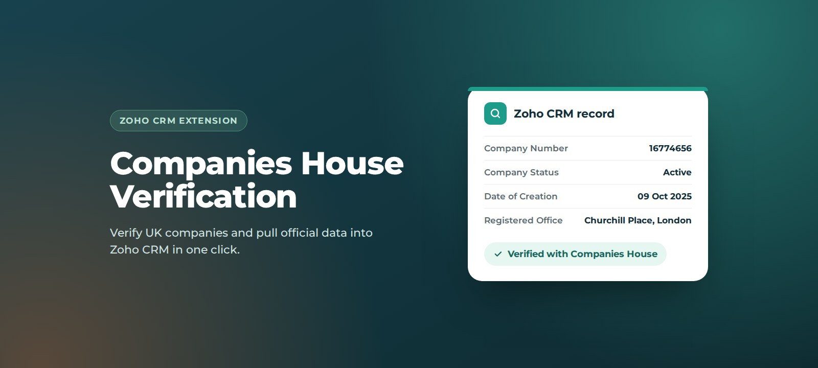 Companies House Verification extension for Zoho CRM