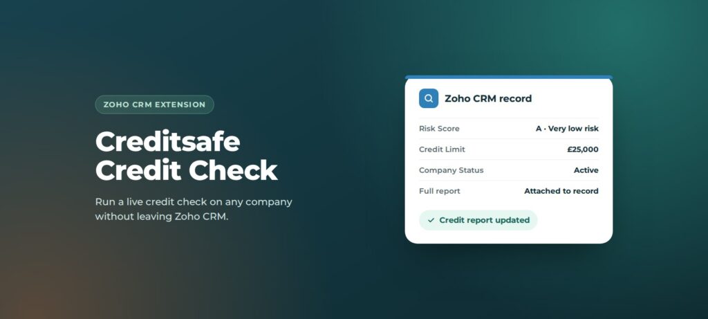 Creditsafe Credit Check extension for Zoho CRM