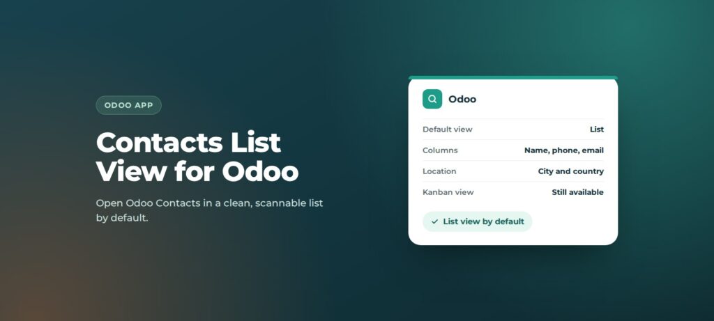 Contacts List View app for Odoo