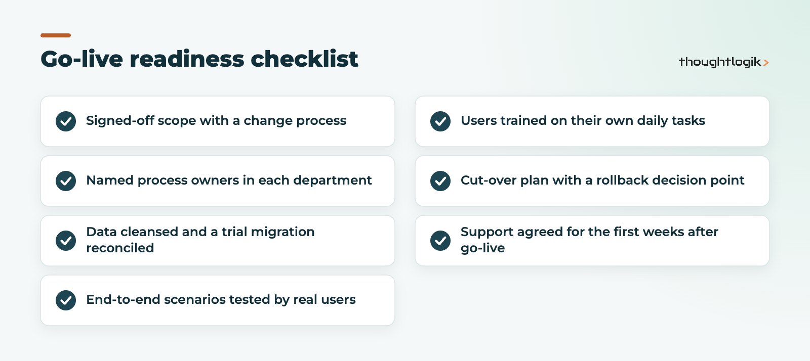 Checklist to prevent Odoo implementation problems at go-live