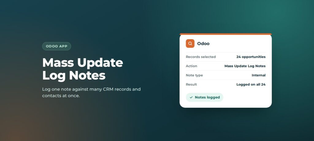 Mass Update Log Notes app for Odoo