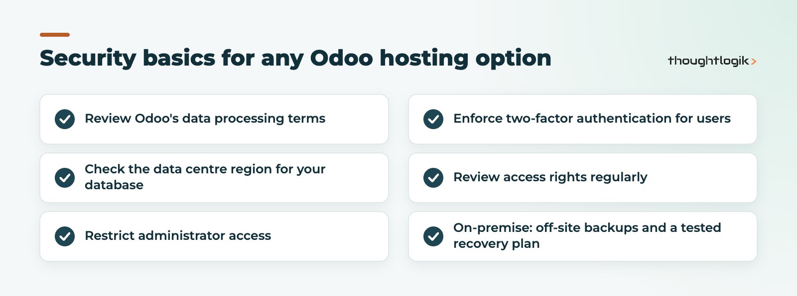 Security checklist when choosing Odoo Online vs Odoo.sh or on-premise