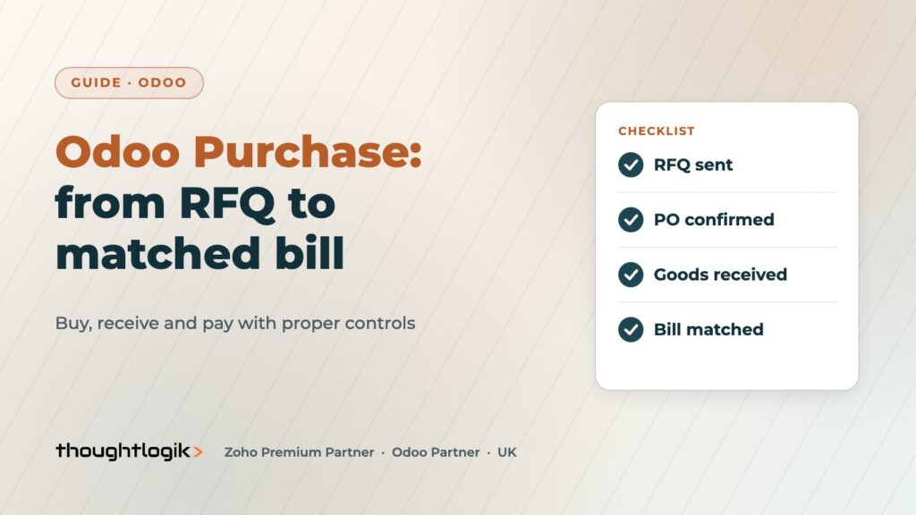 Odoo Purchase: RFQs, Vendor Bills, Agreements and Three-Way Matching