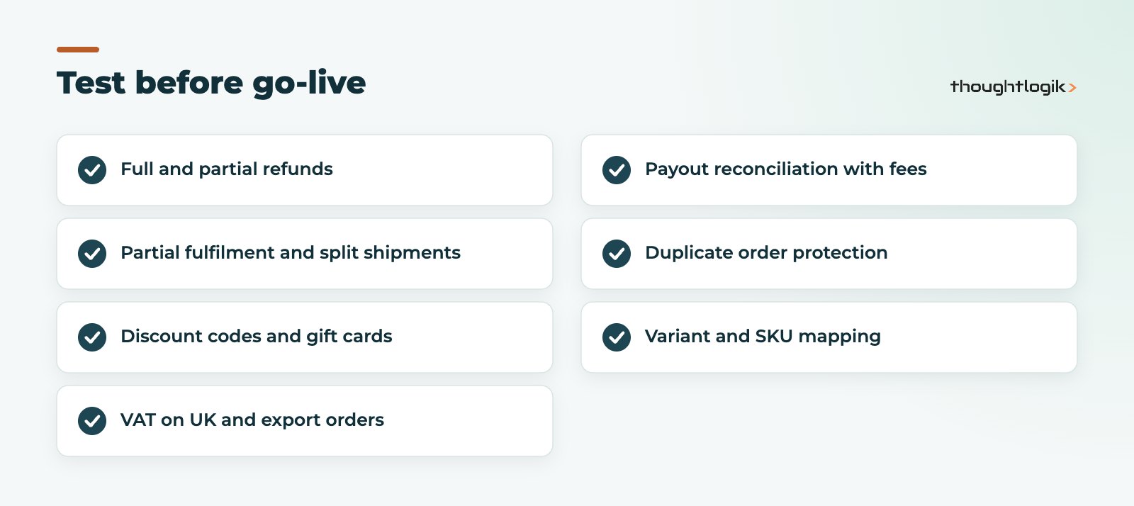 Odoo Shopify integration go-live test checklist