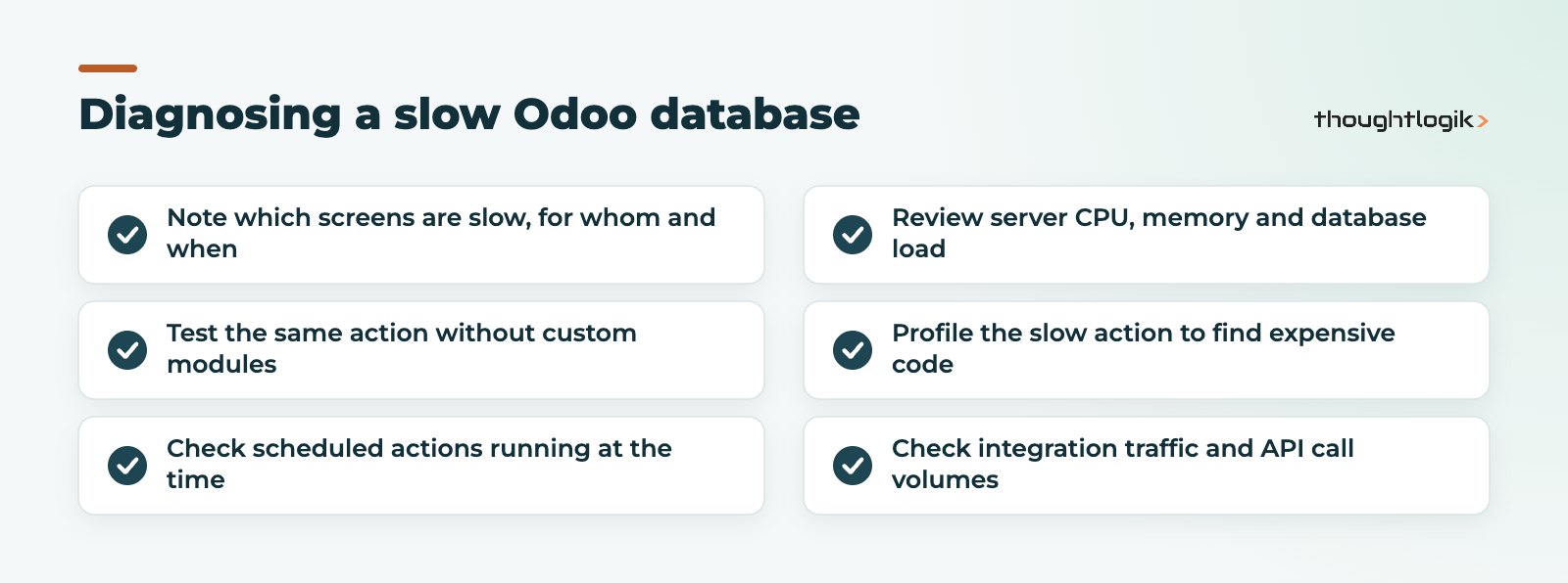 Checklist for diagnosing Odoo slow performance step by step