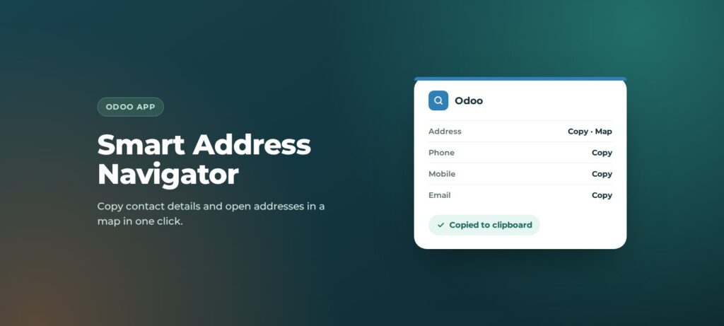 Smart Address Navigator app for Odoo