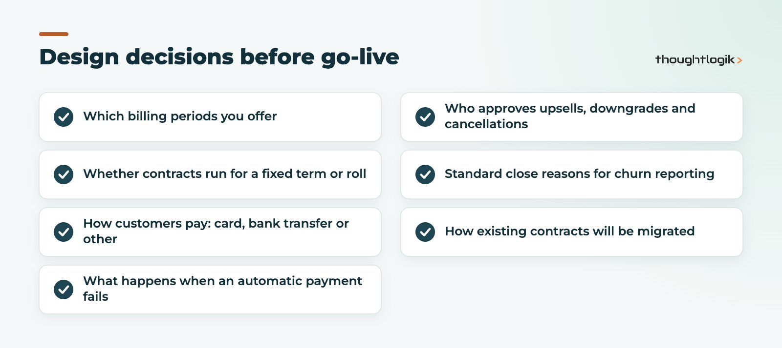 Checklist for designing Odoo subscriptions before go-live