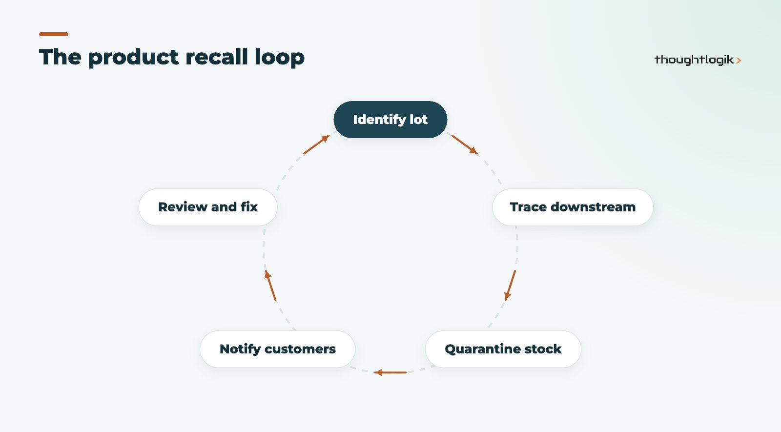 Odoo traceability product recall cycle: identify, trace, quarantine, notify, review