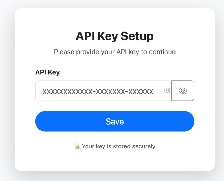 API key setup screen for the UK Postcode Address Finder