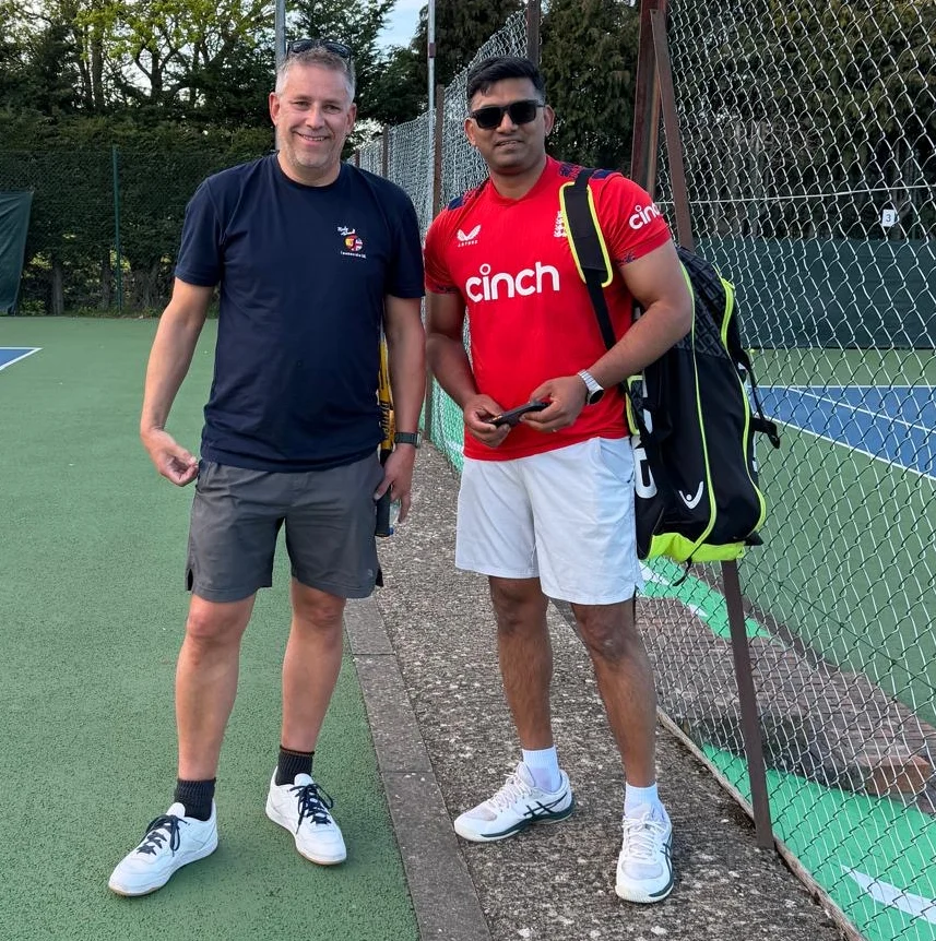ThoughtLogik CEO playing tennis with a client
