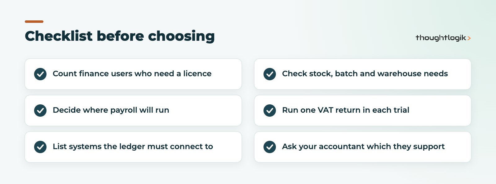 Checklist for the Zoho Books vs QuickBooks decision