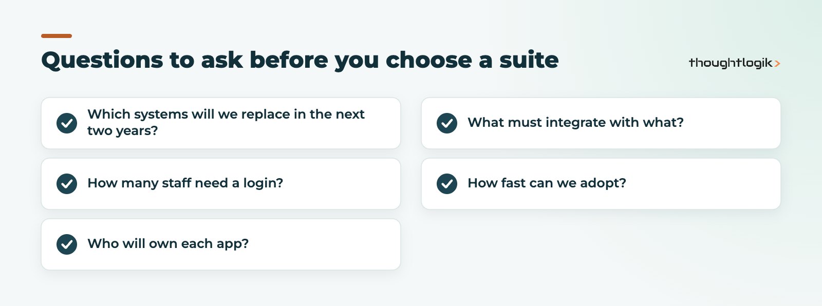 Checklist of questions for choosing between Zoho One vs CRM Plus