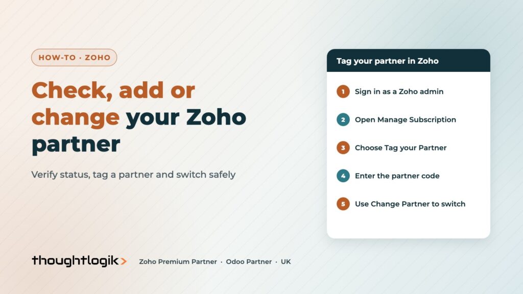 How to check, add or change your Zoho partner