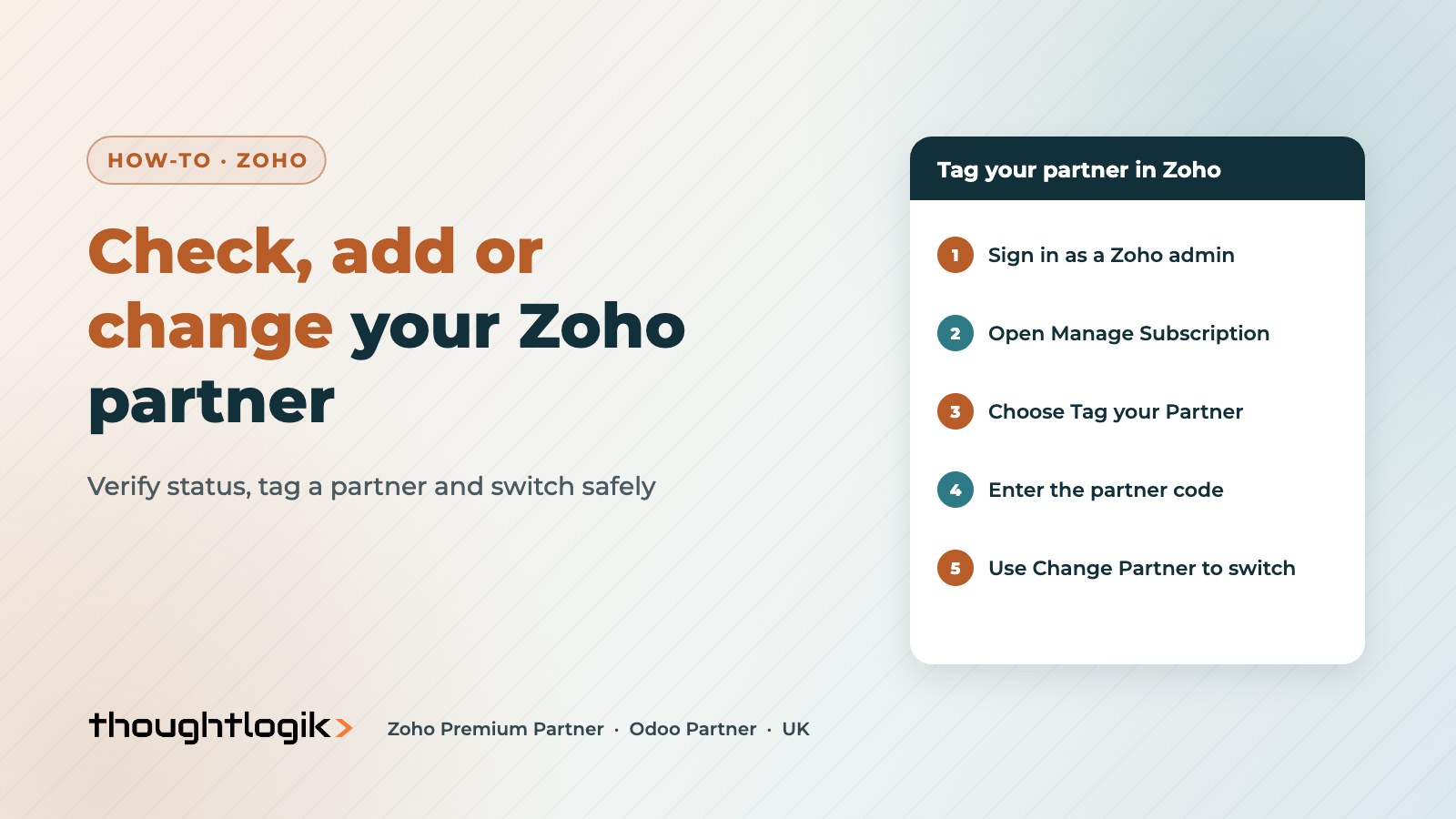 How to check, add or change your Zoho partner