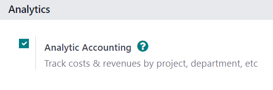 Analytic Accounting setting in Odoo Accounting settings