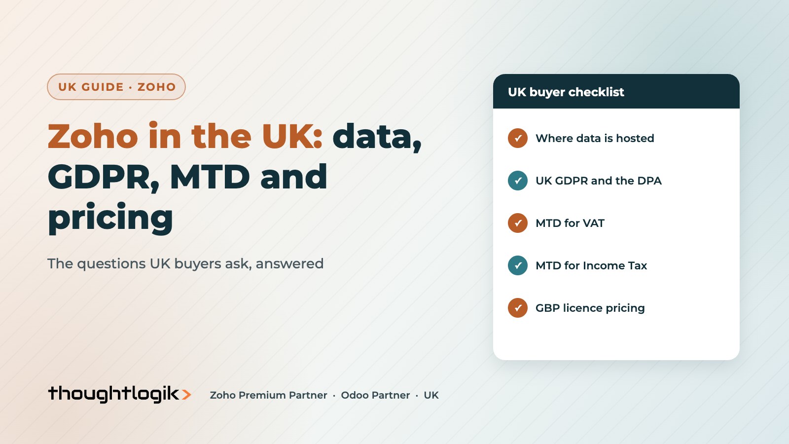 Zoho in the UK: data centre, GDPR, Making Tax Digital and GBP pricing
